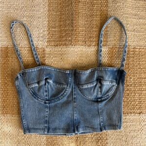 New Without Tags, Good American Light Blue Denim Bustier Top